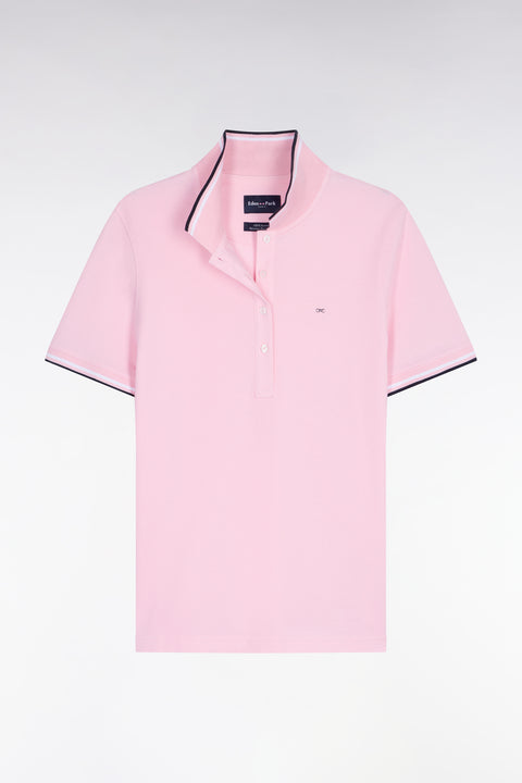 Polo à manches courtes en coton rose coupe regular - Image 2