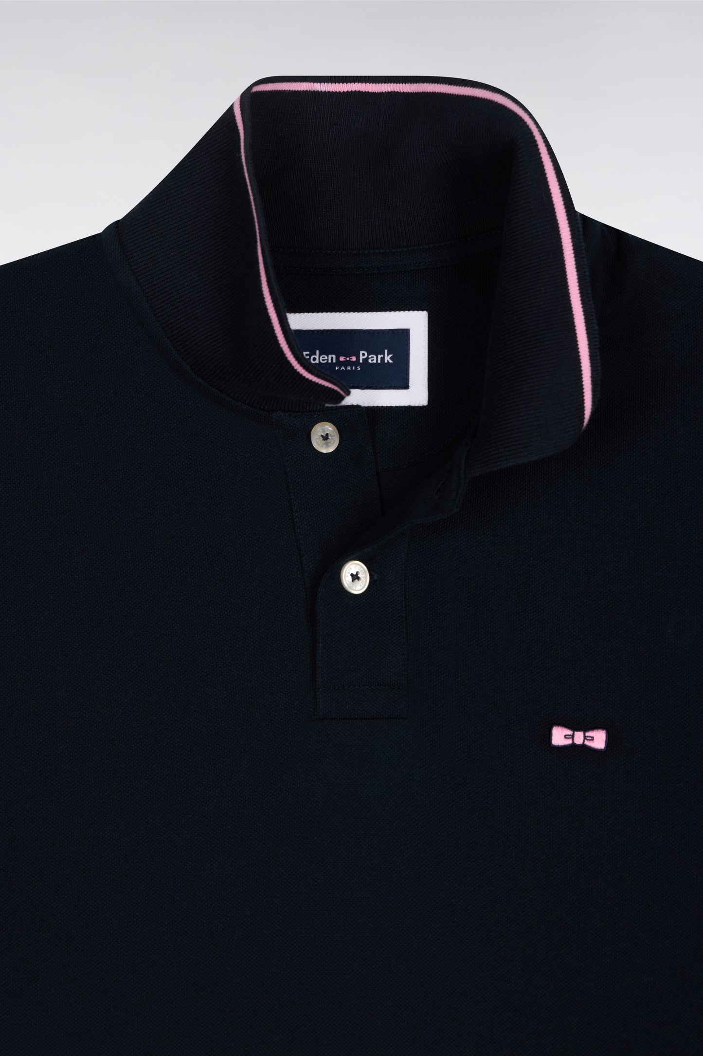 Polo à manches courtes en coton marine brodé coupe regular