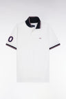 Polo à manches courtes en coton blanc brodé coupe regular