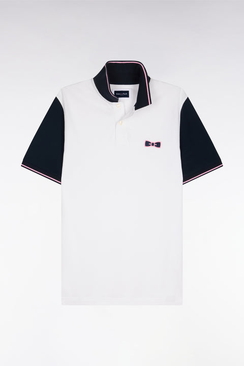 Polo à manches courtes en coton blanc à broderie patchée coupe regular - Image 2