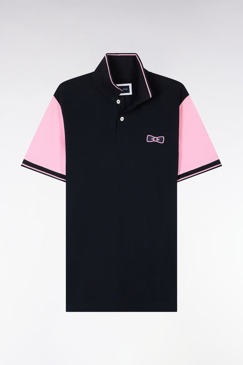 Polo à manches courtes en coton marine à broderie patchée coupe regular - Image 2