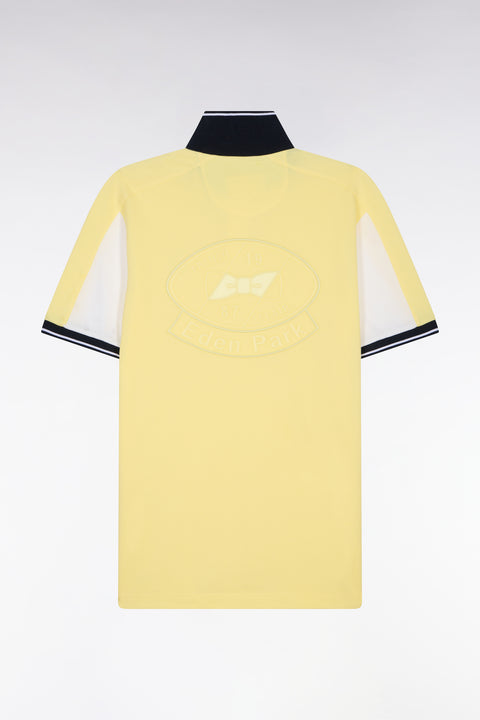 Polo à manches courtes en coton jaune clair brodé coupe regular - Image 2