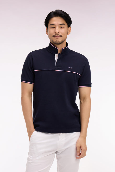 Polo à manches courtes en piqué coton marine - Image 3