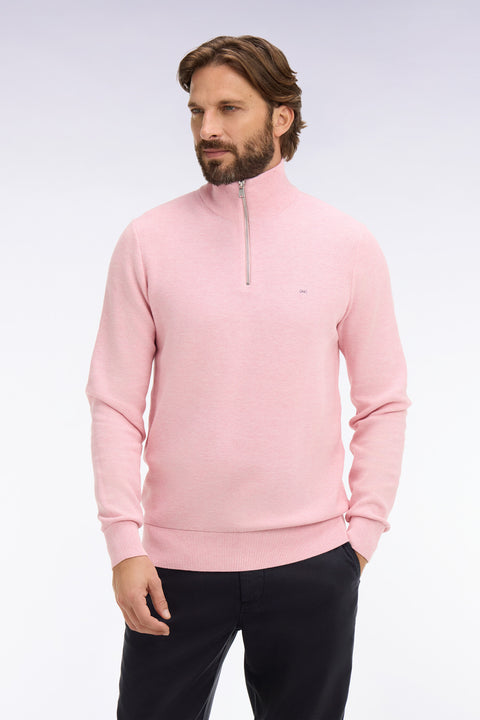 Pull col camionneur en coton rose - Image 3