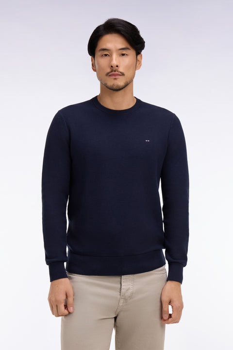 Pull col rond en coton marine - Image 3