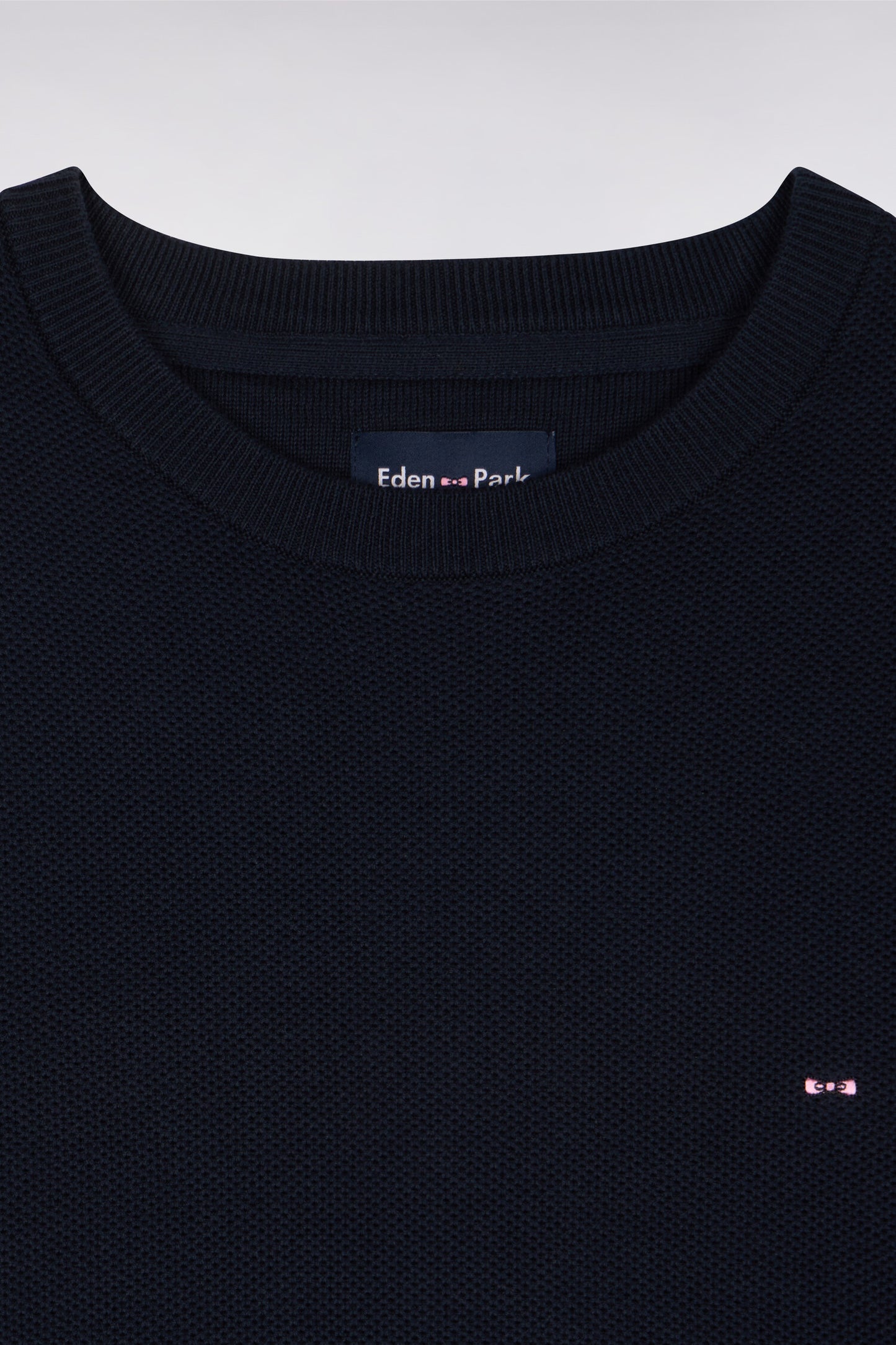 Pull col rond en coton marine