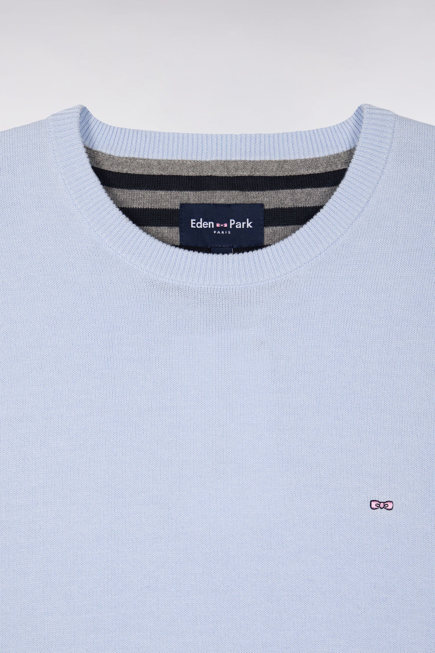 Pull col rond en coton ciel