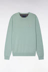 Pull col rond en coton vert d'eau