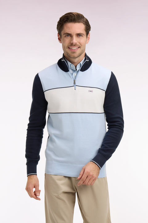 Pull à col maillot en coton ciel brodé - Image 3