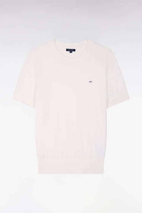 Pull à manches courtes blanc coupe regular - Image 2