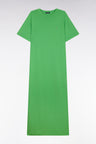 Robe T-shirt en lyocell et coton vert coupe droite