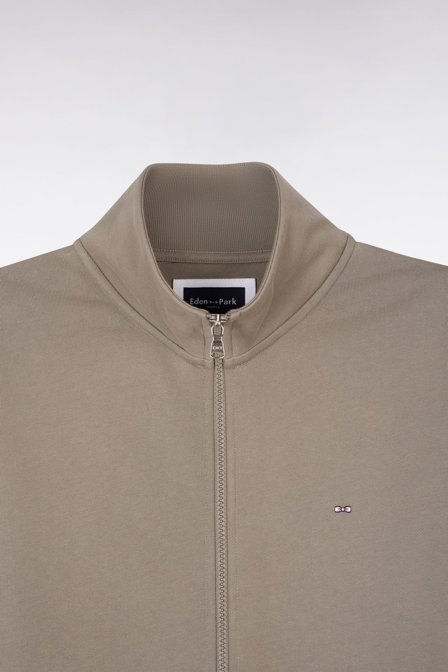Sweatshirt zippé en molleton coton beige