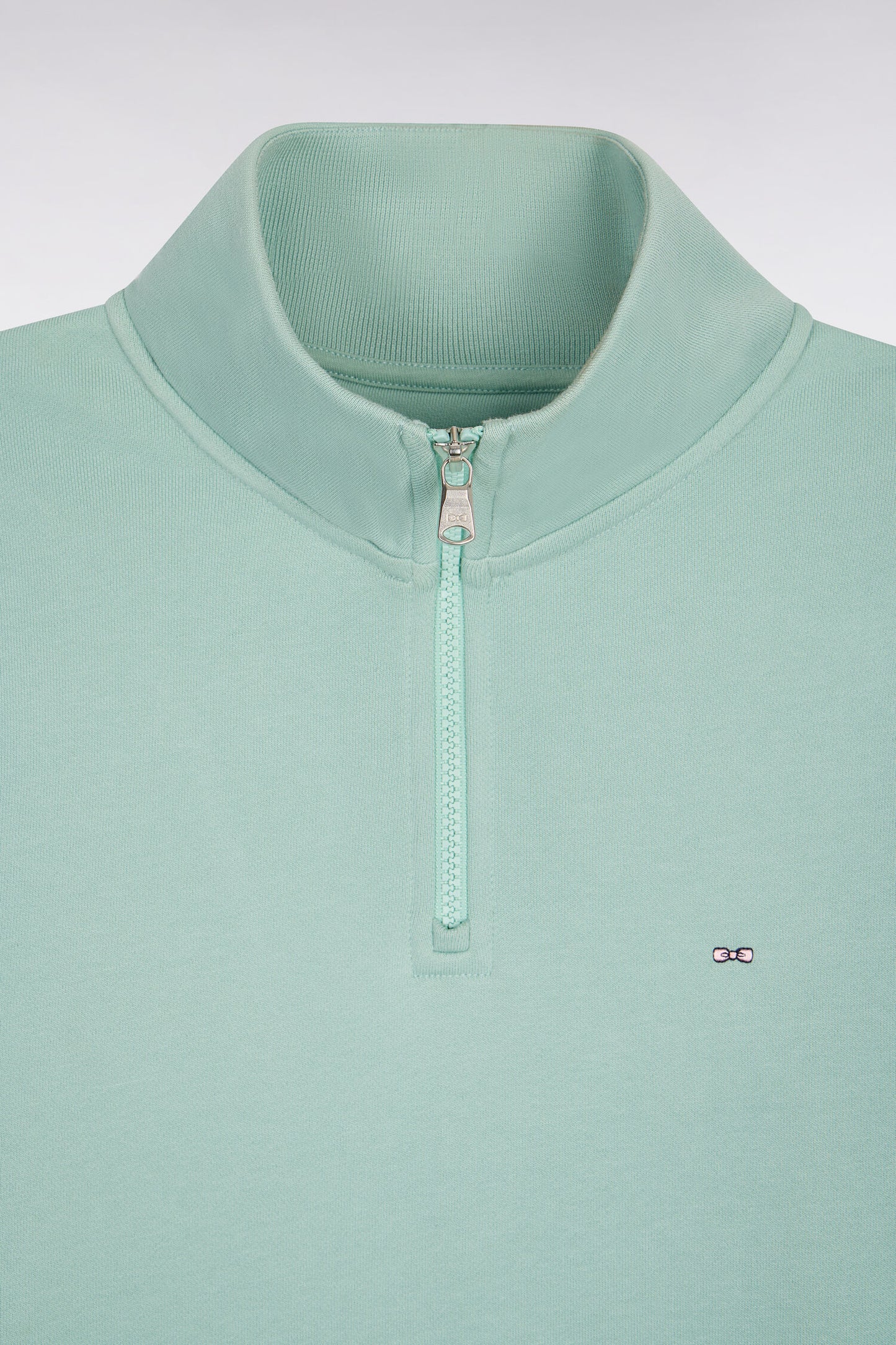 Sweatshirt col camionneur en molleton coton vert d'eau