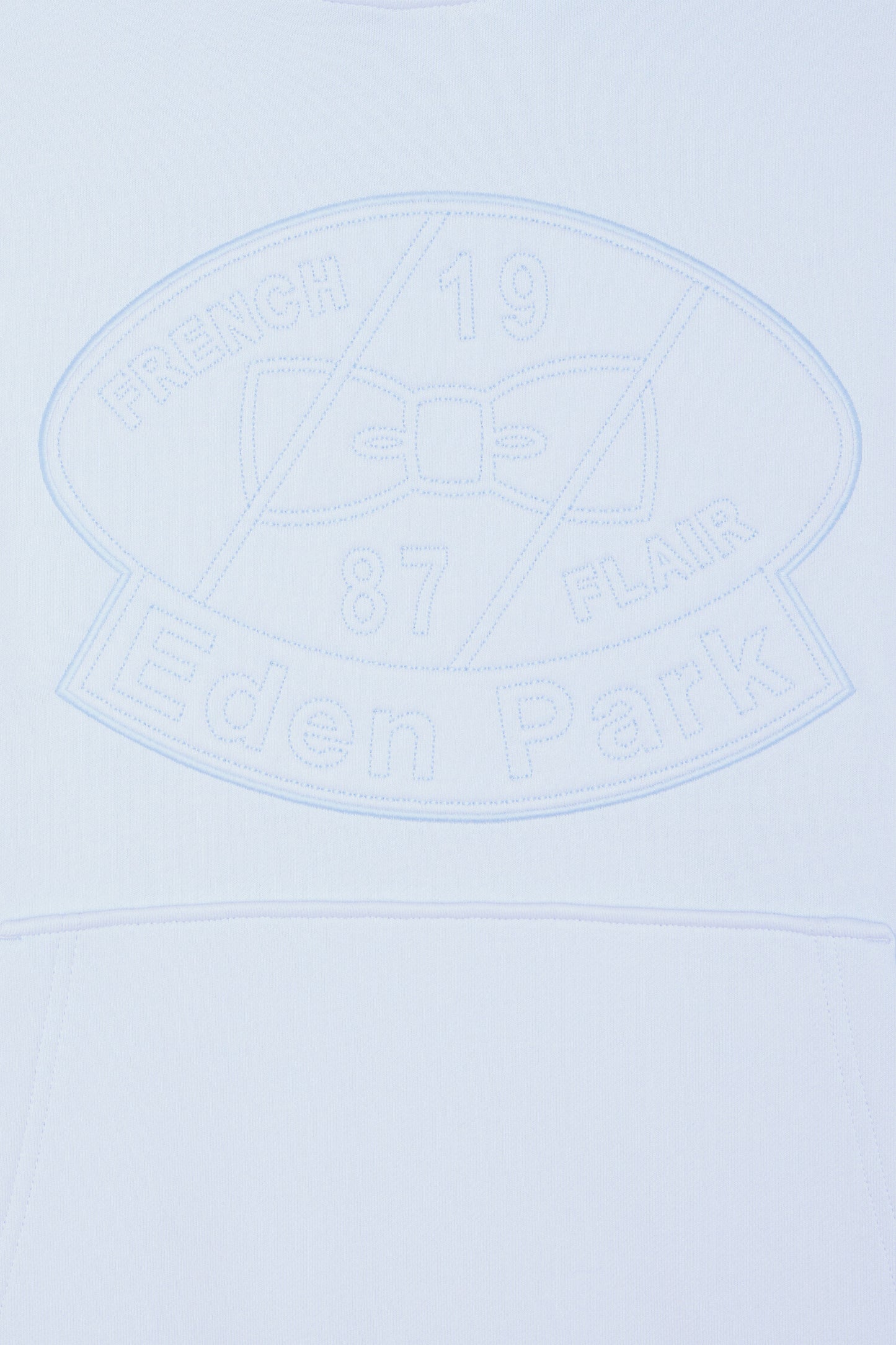 Sweatshirt à capuche en molleton coton bleu ciel brodé