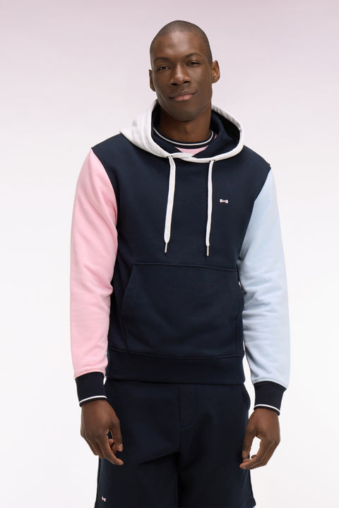 Sweatshirt à capuche en molleton coton découpes tricolores - Image 3