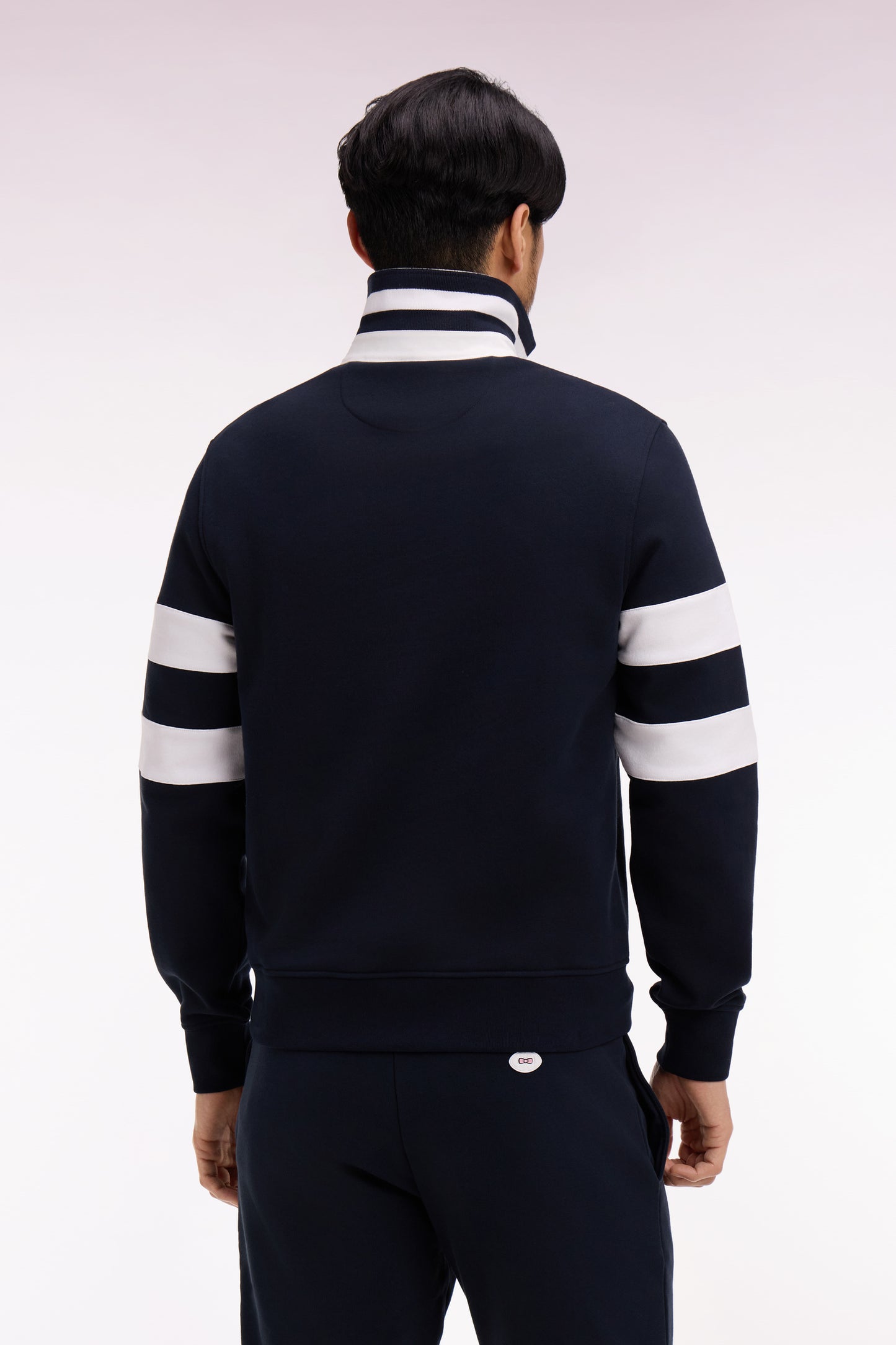 Regular fit navy fleece jersey collar sweatshirt