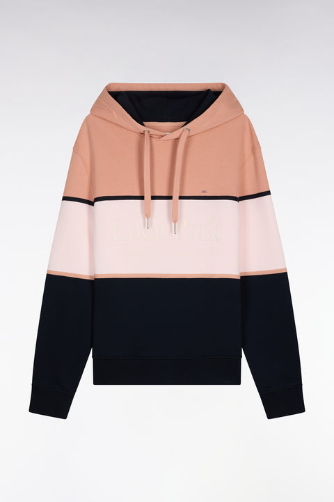 Sweatshirt à capuche rose à découpes pastel brodées coupe regular - Image 2