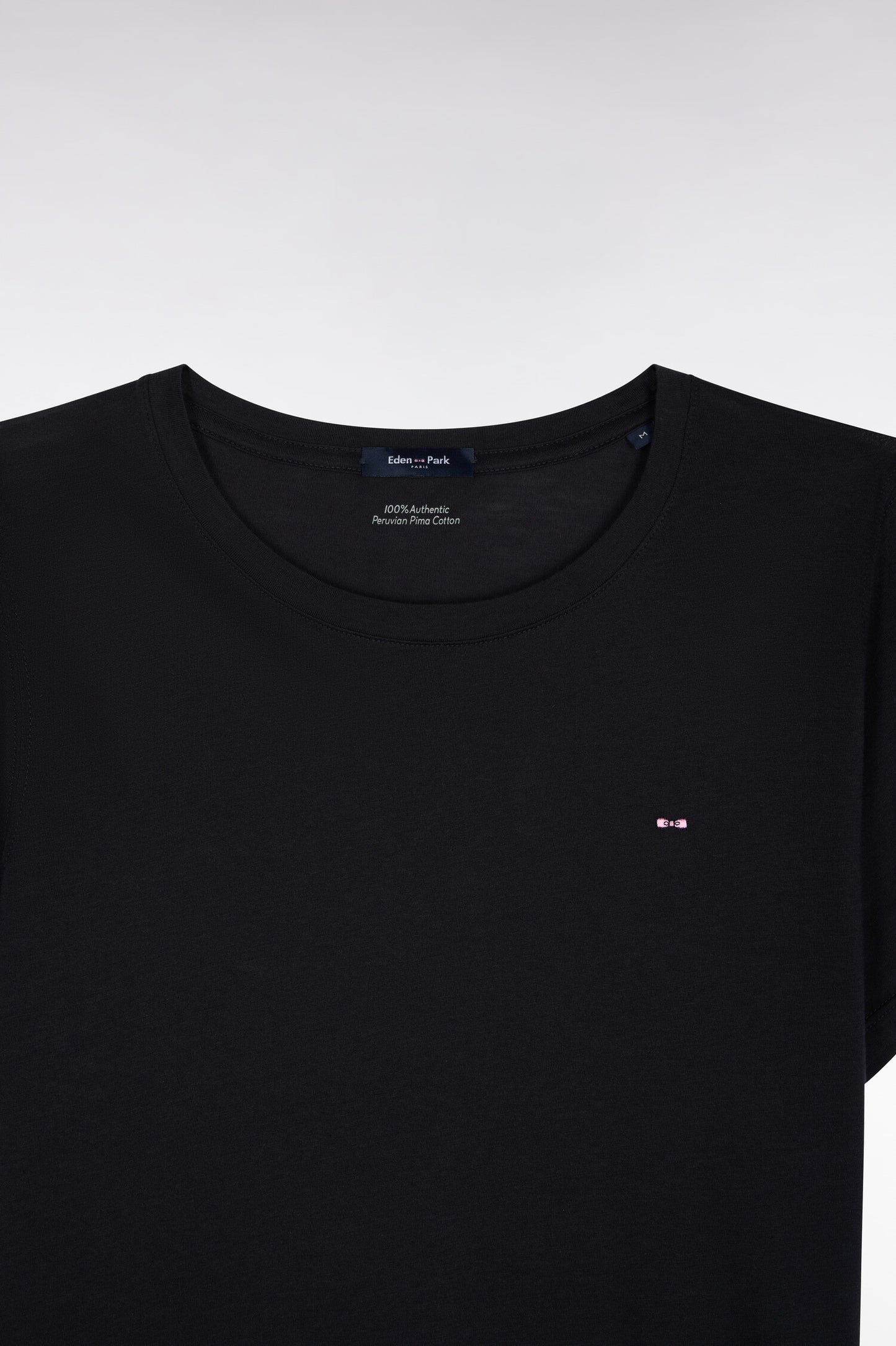 T-shirt à manches courtes en coton Pima marine col rond coupe regular