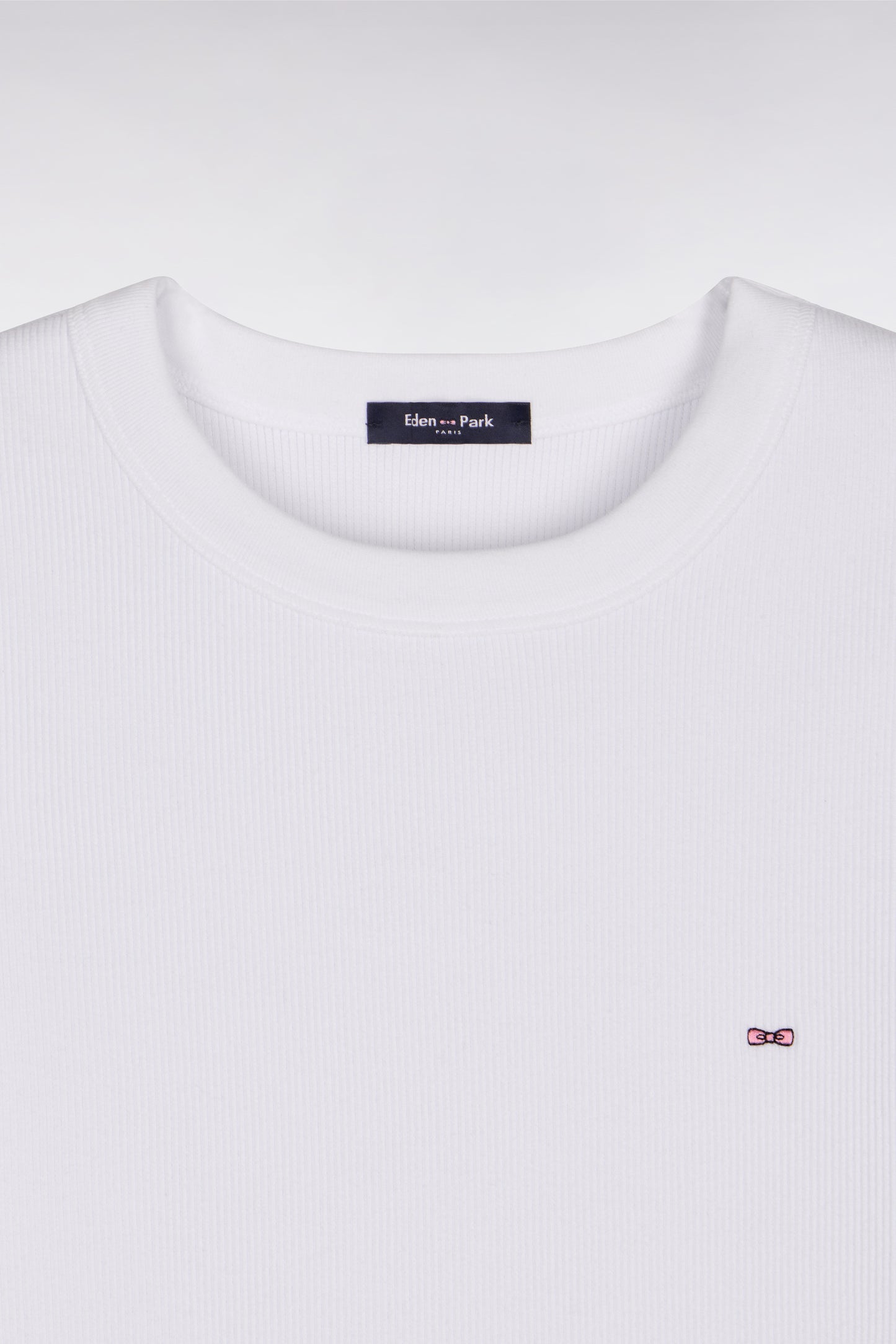 T-shirt col rond à manches courtes blanc coupe slim