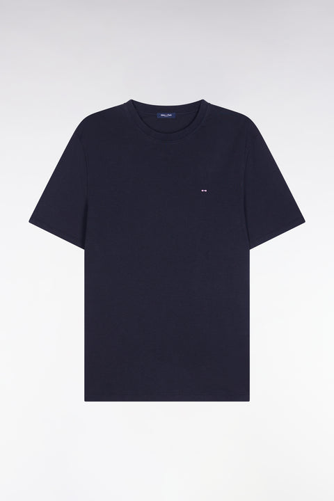 T-shirt à manches courtes en lyocell et coton noir coupe regular - Image 2