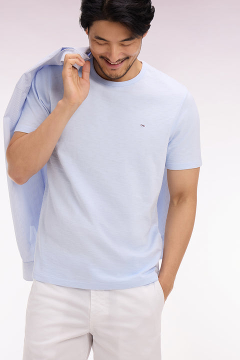 T-shirt à manches courtes en jersey de coton slub ciel coupe regular - Image 1