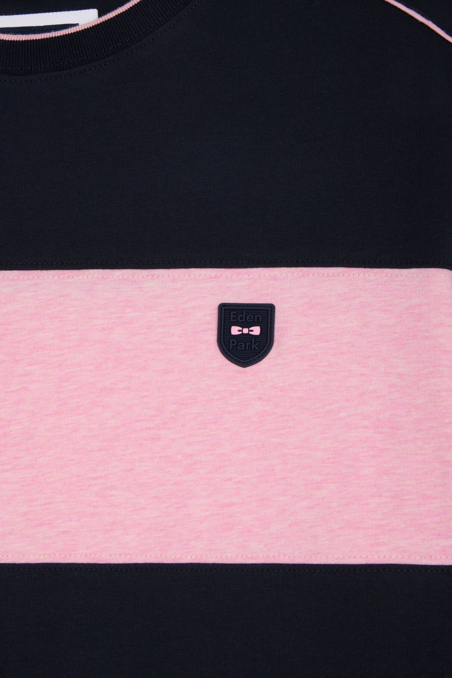 T-shirt à manches courtes en coton stretch marine à découpes coupe slim