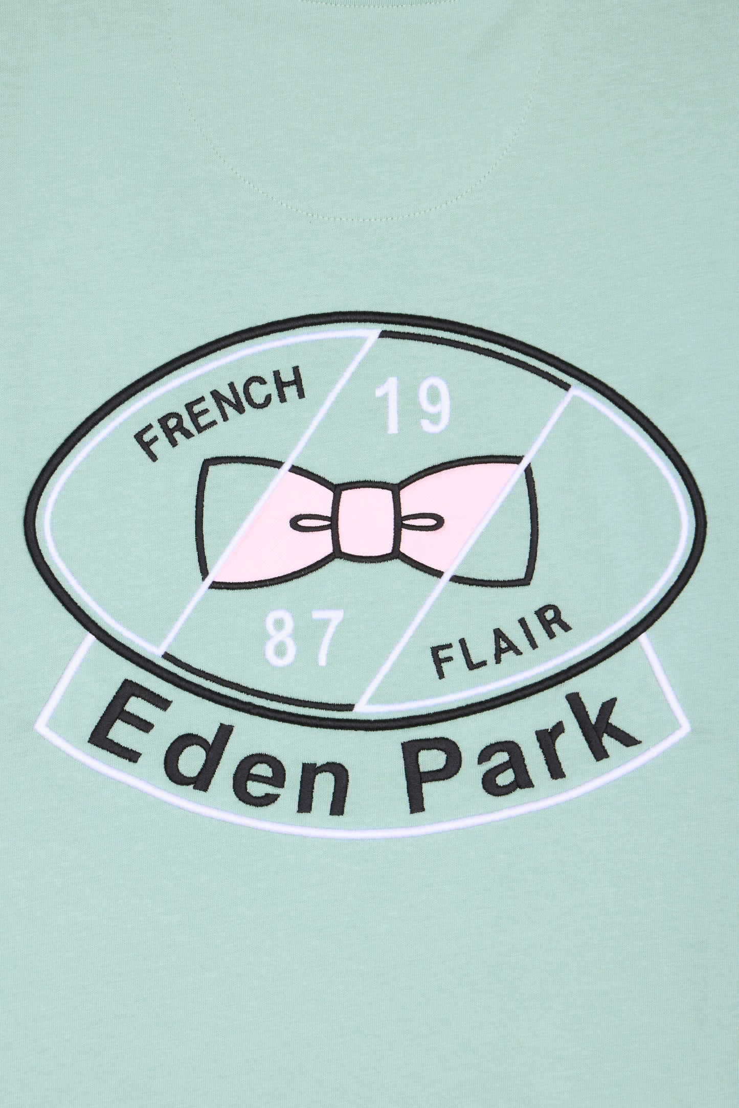 Short-sleeved T-shirt in embroidered sea green cotton, regular fit