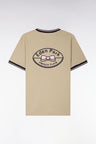 T-shirt à manches courtes en coton beige brodé coupe regular