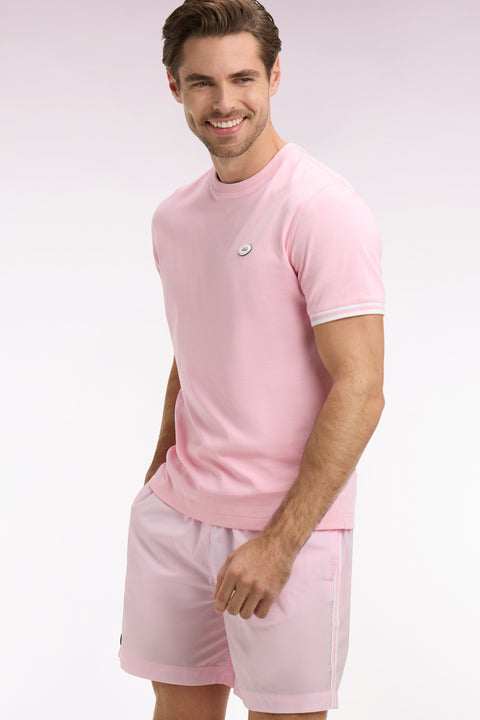 T-shirt à manches courtes en coton rose coupe regular - Image 1