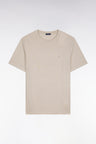 T-shirt à manches courtes en coton et lin beige coupe regular