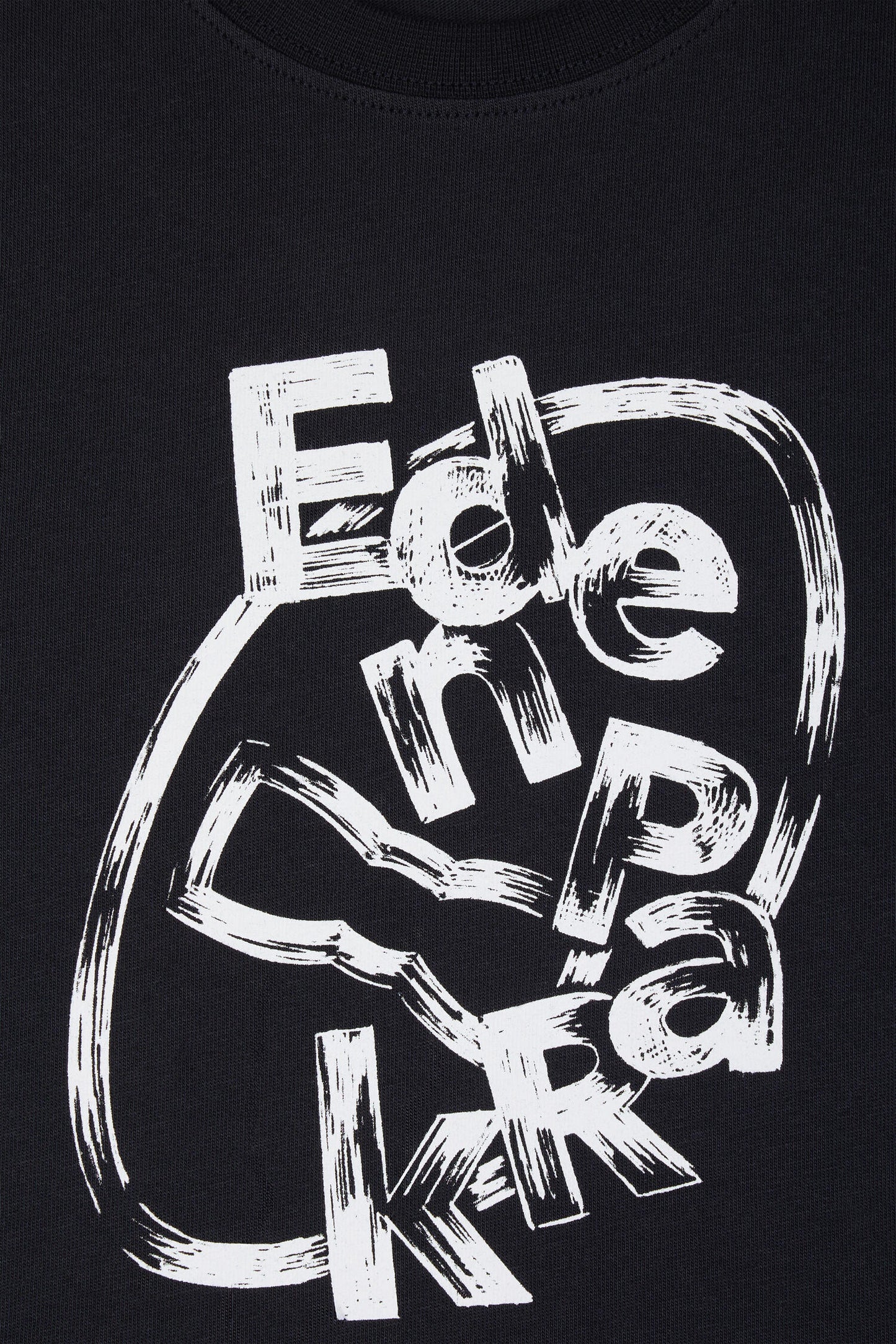 T-shirt à manches courtes en coton marine sérigraphié coupe droite