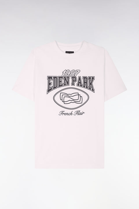 T-shirt à manches courtes en coton écru sérigraphie marine coupe regular - Image 2