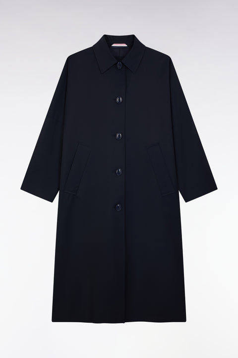 Trench en coton mélangé marine coupe oversized - Image 1