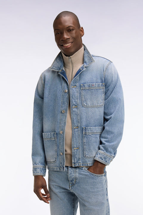 Veste worker en denim bleu délavé - Image 3