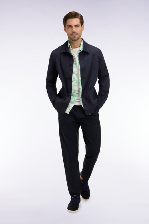 Surchemise en lyocell et coton stretch marine - Image 1