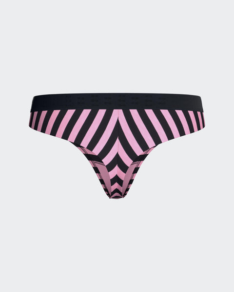 Culotte tanga en coton stretch rayé marine et rose - Image 3