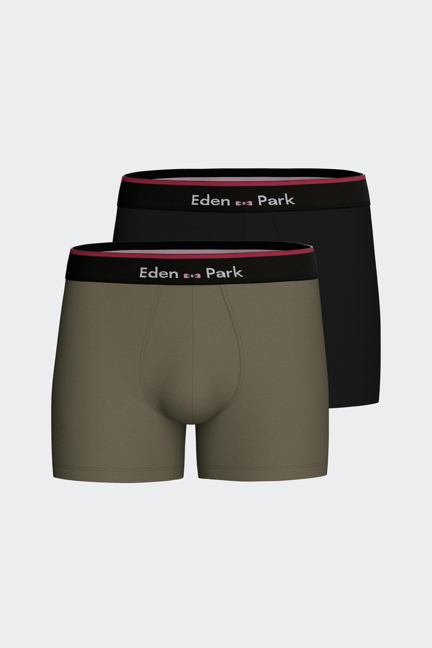 Pack of two boxers in khaki and black stretch cotton jersey