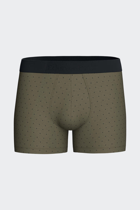 Lot de deux boxers en jersey de coton stretch marine et kaki imprimé pois - Image 3