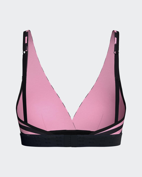 Navy and pink striped stretch cotton bra - Image 3