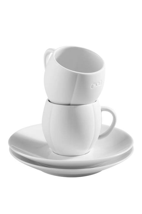 Lot de 2 tasses et sous-tasses blanches en porcelaine - Image 3