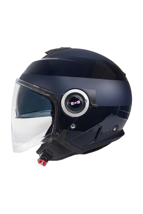 Casque moto cerclé bleu marine - Image 3