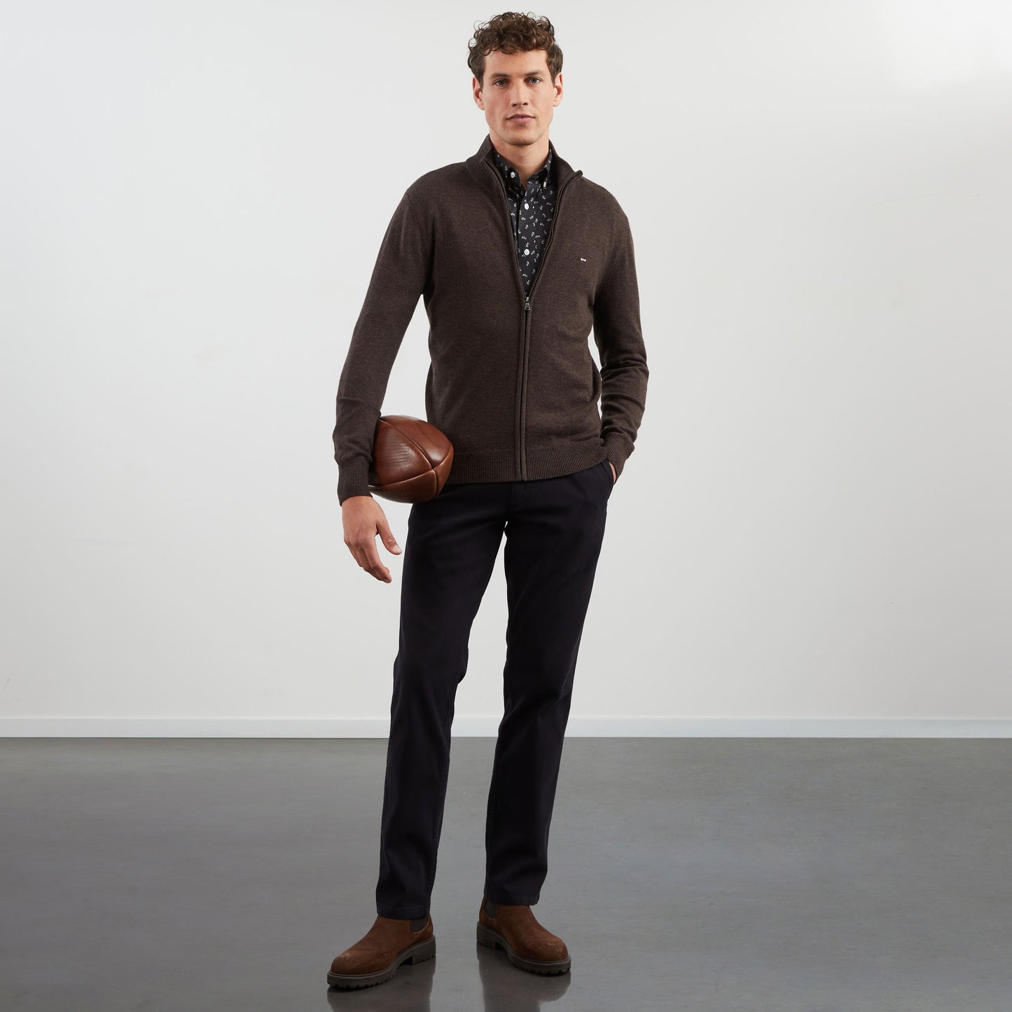 Chemise gris foncé en coton Pima imprimé exclusif