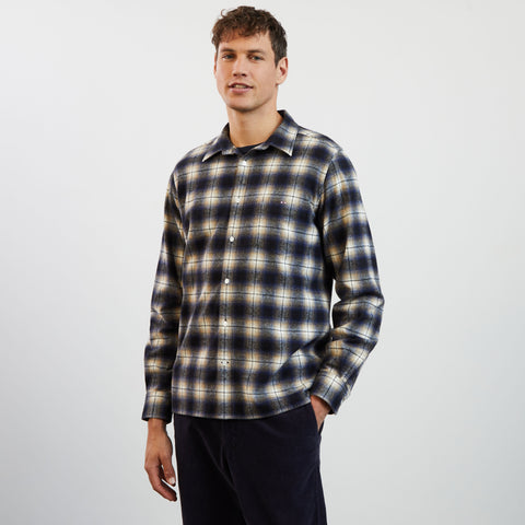 Chemise bleu foncé en flanelle à carreaux - Image 3