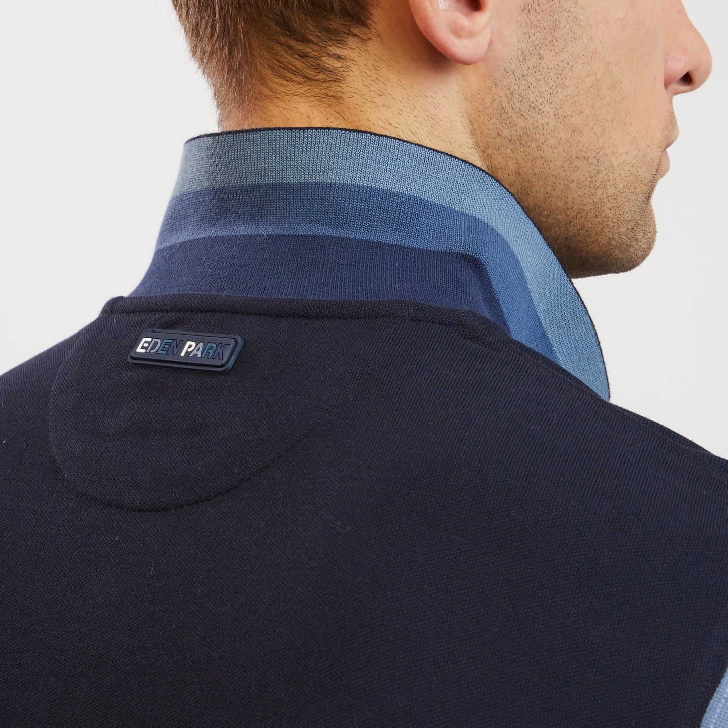 Long-sleeved colourblock polo shirt