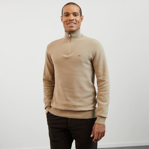 Pull beige camionneur en maille fantaisie - Image 1