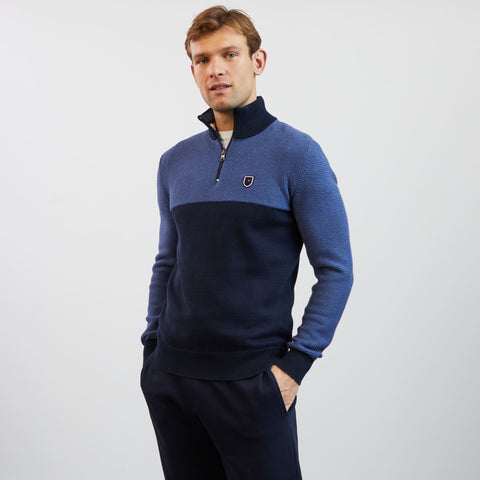 Pull bleu colorblock à col camionneur - Image 3
