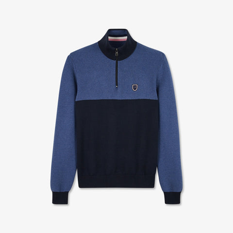 Pull bleu colorblock à col camionneur - Image 2