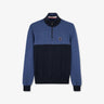 Pull bleu colorblock à col camionneur