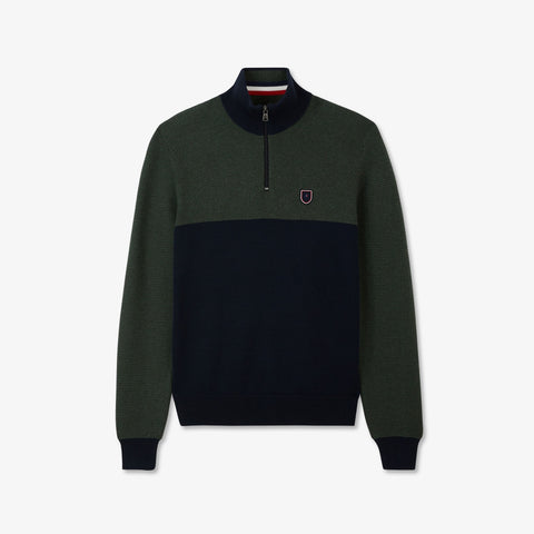 Pull vert foncé colorblock à col camionneur - Image 2
