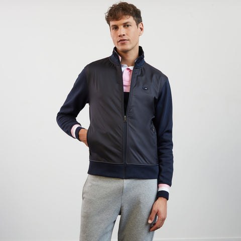 Sweat bleu marine zippé à col montant - Image 1